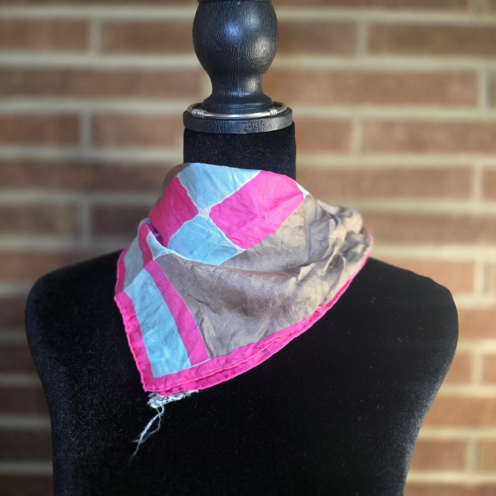 Vintage Burmel Original Silk Scarf Made in Japan Hand Rolled Geometric Colorblck